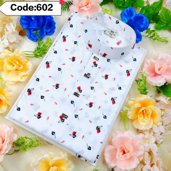 পানপাতা কটন কোড 602 – লাল পাতা প্রিন্ট